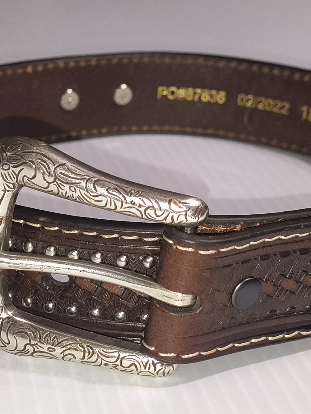 Authentic Ariat Kid's Premium Tooled Leather Western Belt 22 Inch NWOT